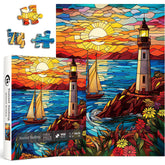 Buntglas-Leuchtturm-Puzzle 1000 Teile